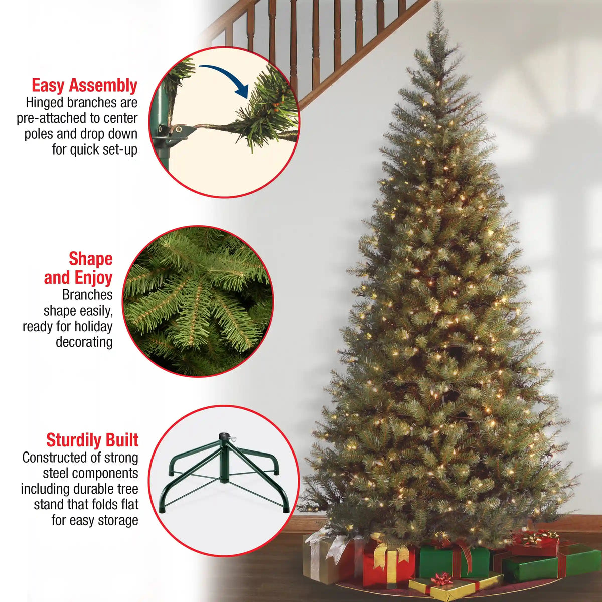 6 ft. Pre-Lit Aspen Spruce Slim Tree with Clear Lights, Plug-In