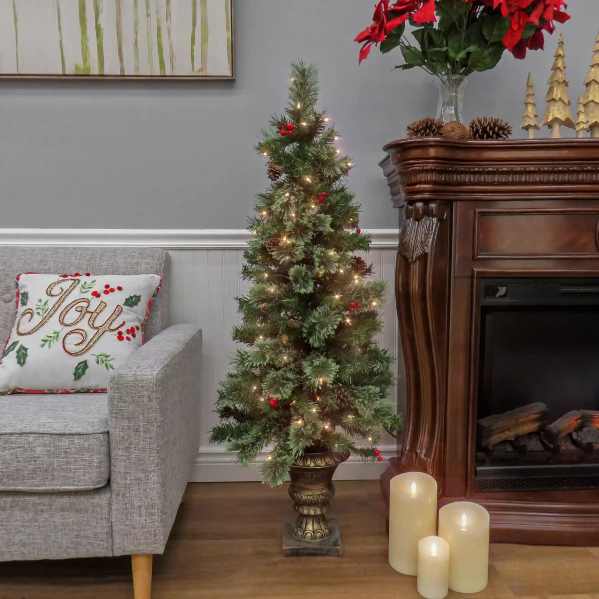 4.5 ft. Pre-Lit Cashmere Tree with Clear Lights, Plug-In