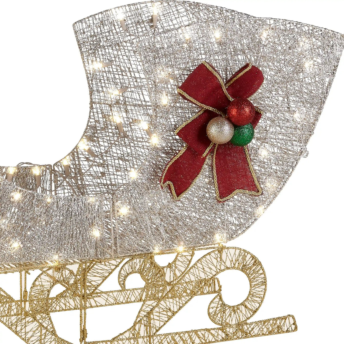 38 in. Santas Sleigh with LED Lights, Plug-In