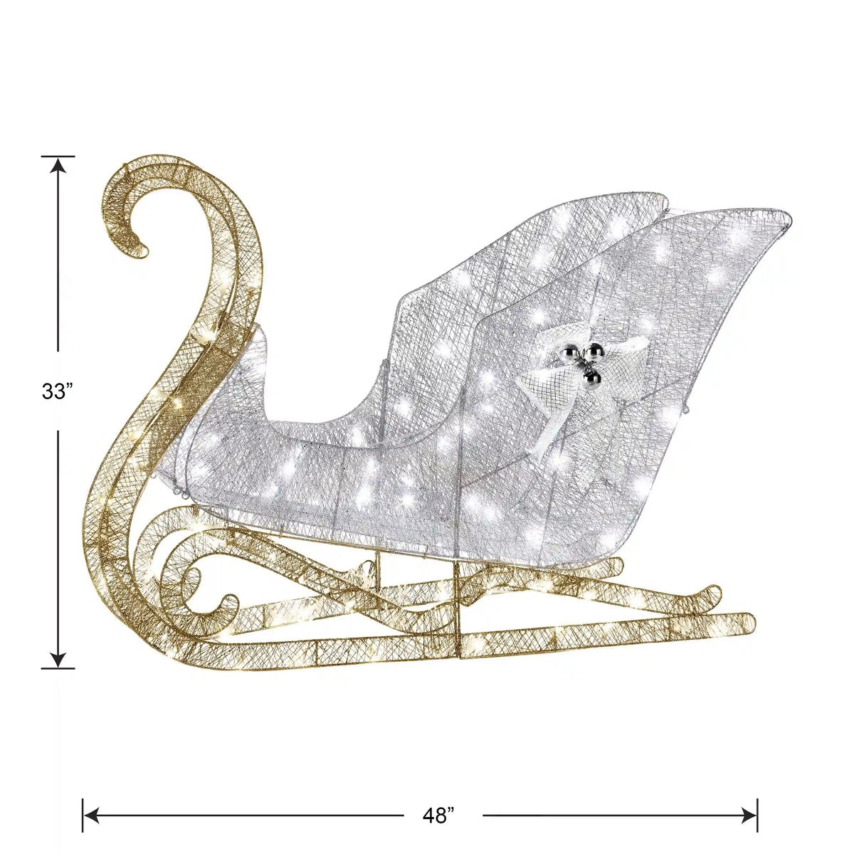 48 in. Santas Sleigh with Cool White LED Lights, Plug-In