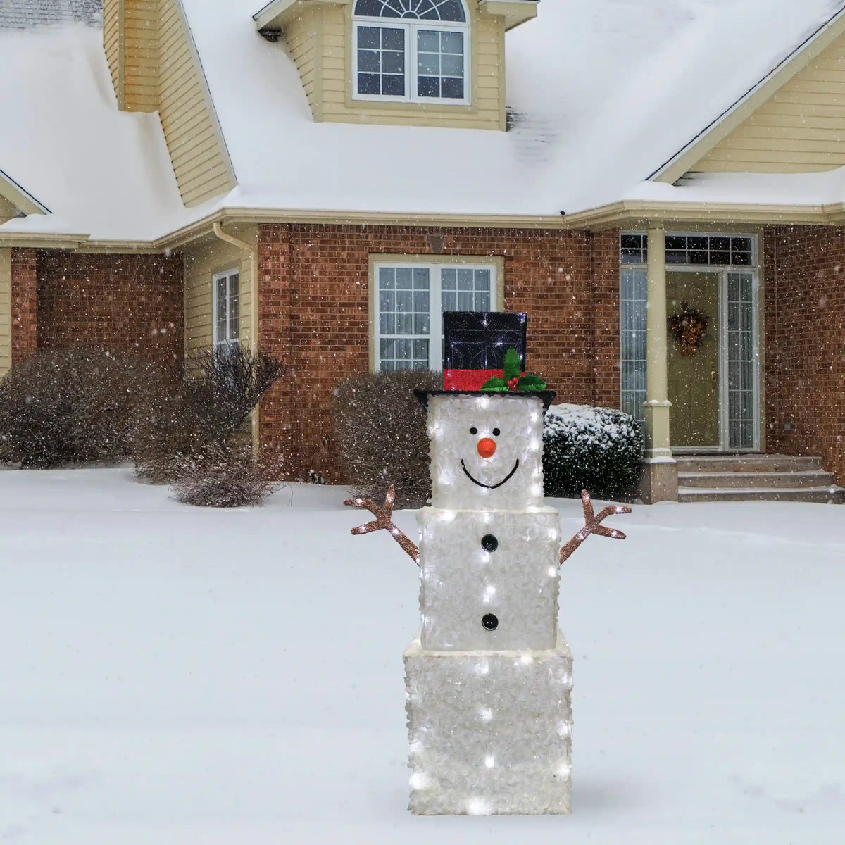 42 in. Snowman Decoration with Cool White LED Lights, Plug-In