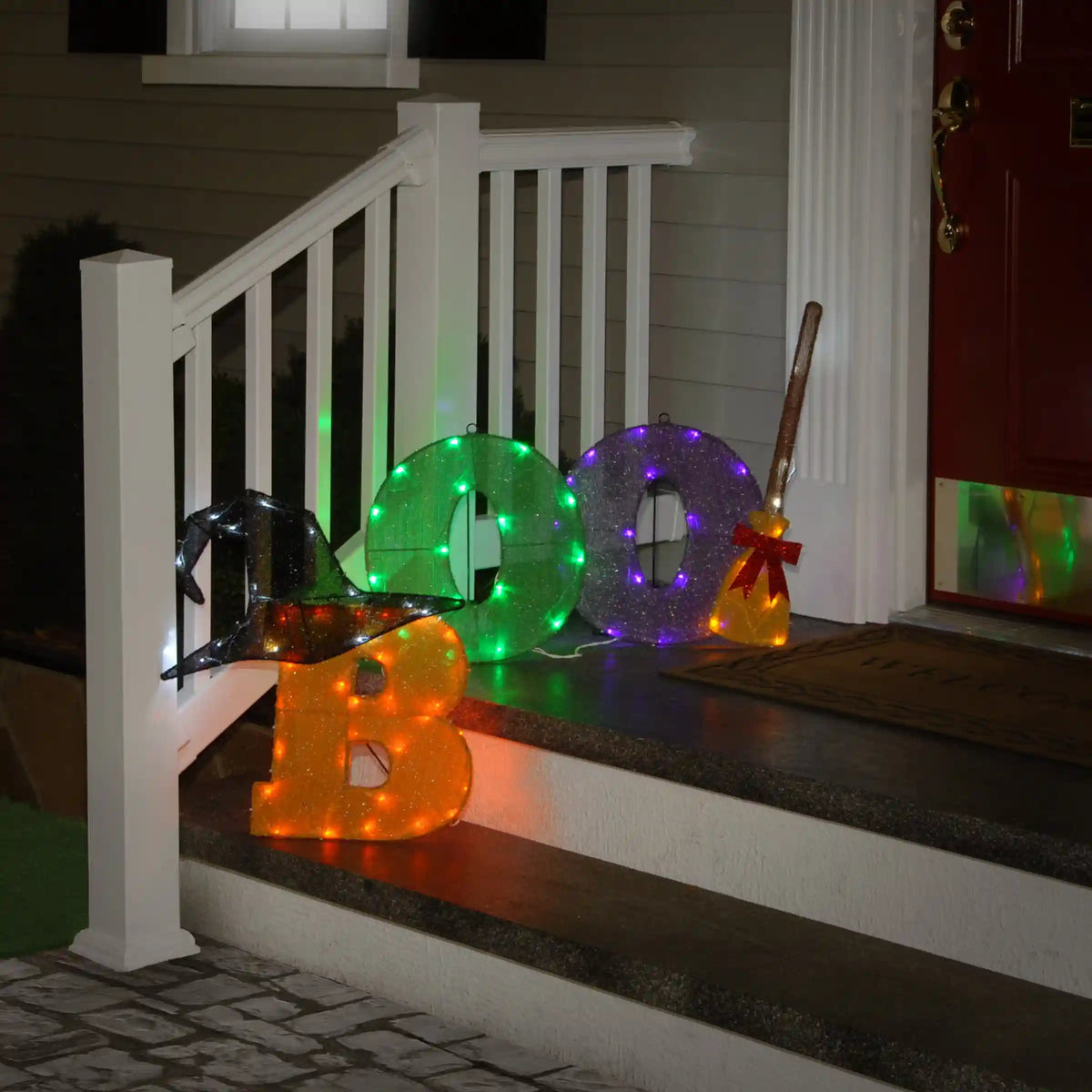 23 in. Halloween Pre-Lit BOO Light Up Sign Outdoor Decoration with LED Lights, Plug-In