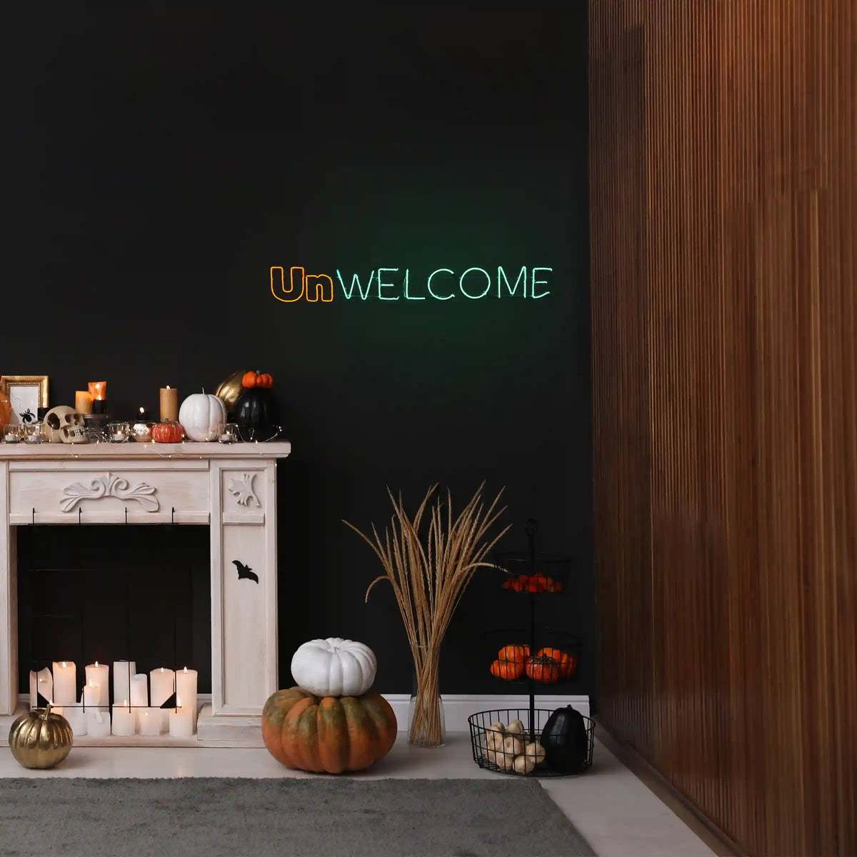 50 in. 2D Neon UnWELCOME Sign with Orange & Green LED Lights, Plug-In