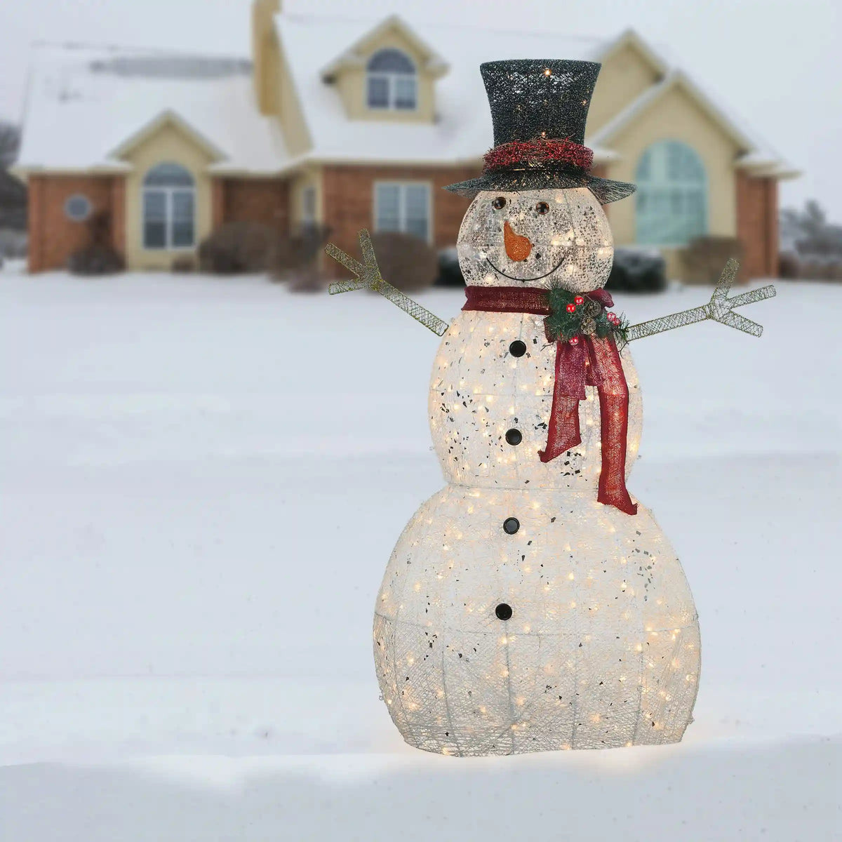 60 in. Snowman Decoration with Warm White LED Lights, Plug-In