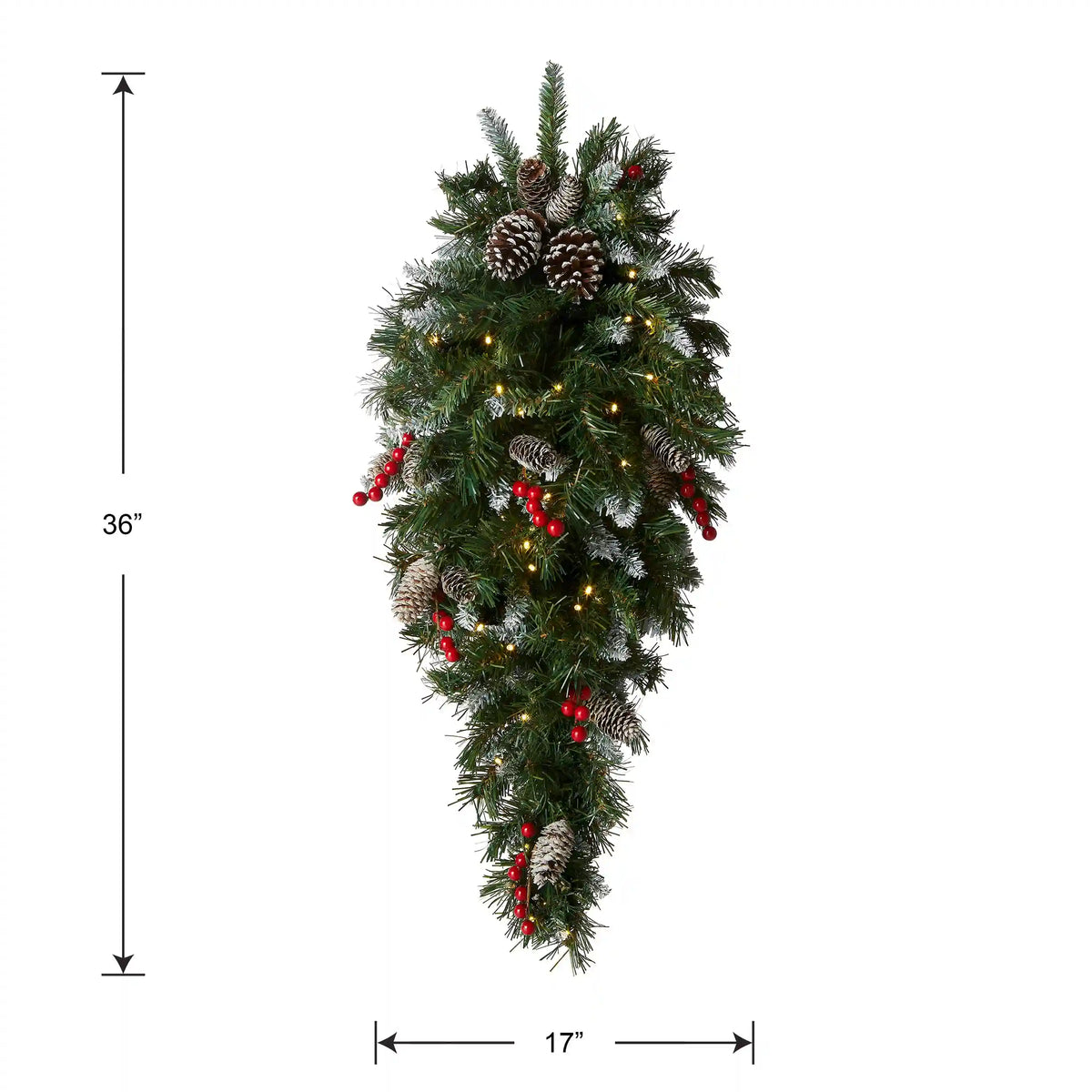 36 in. Pre-Lit Frosted Berry Teardrop with LED Lights