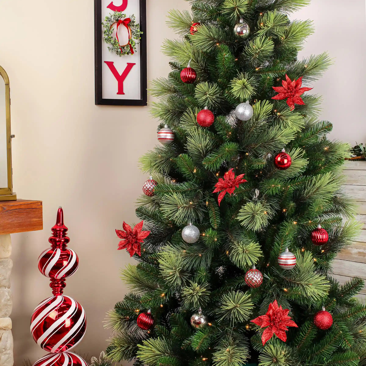 10 in. Red Xmas Ball Set, Shatterproof