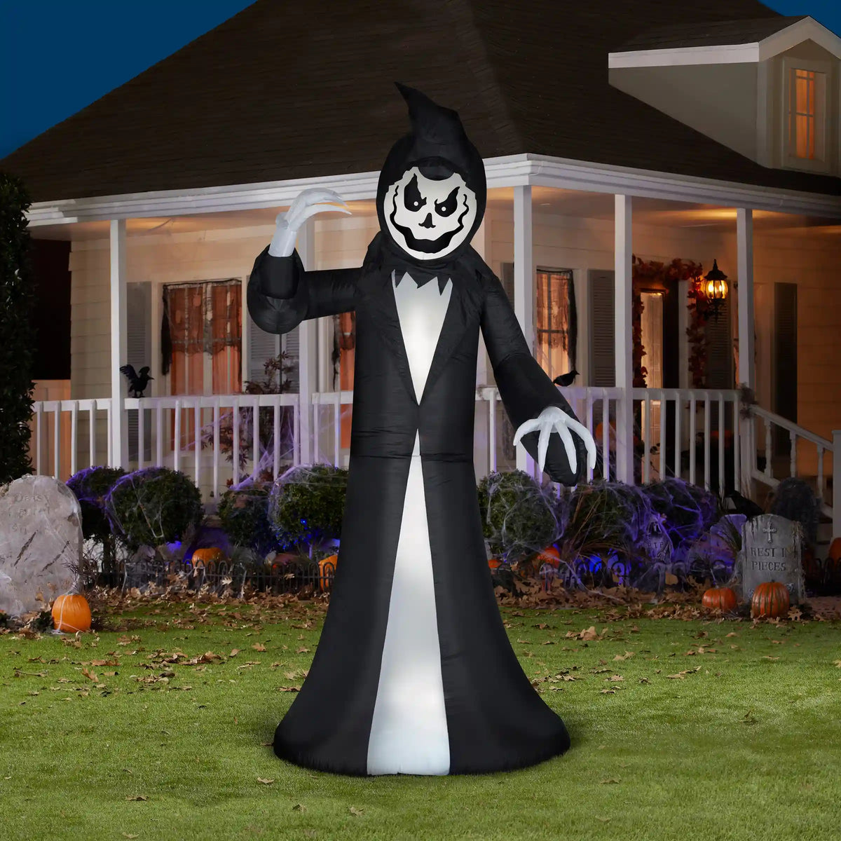 9.5 ft. Halloween Turning Head Reaper Inflatable and Animated Decoration, Plug-In
