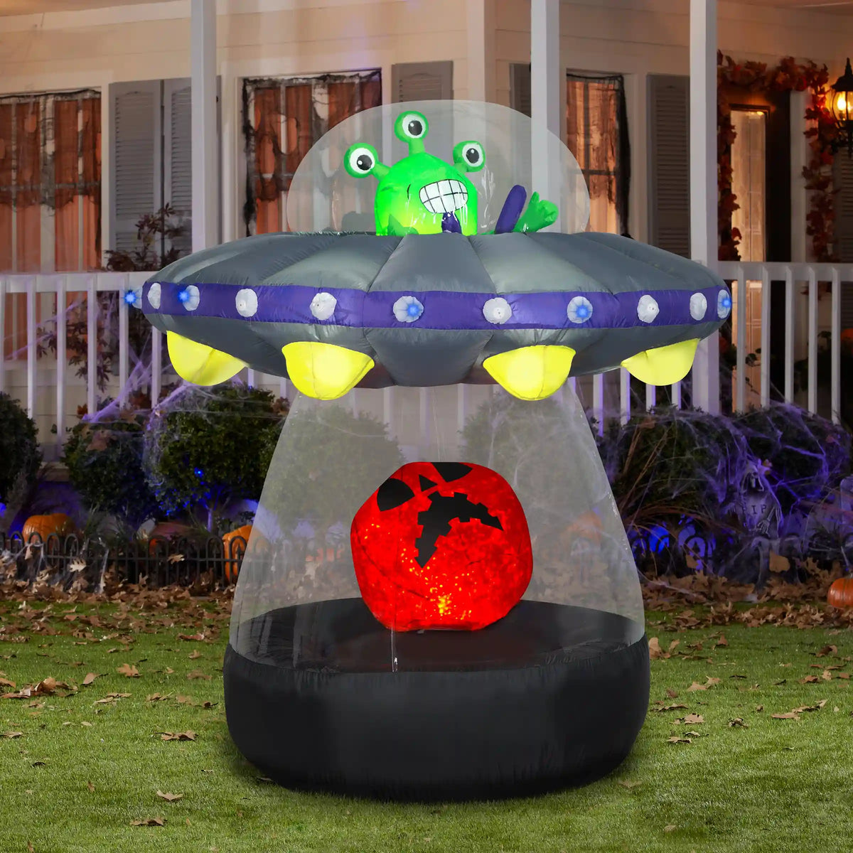 6 ft. Halloween Animated Alien Spacecraft Inflatable Decoration with LED Lights, Plug-In