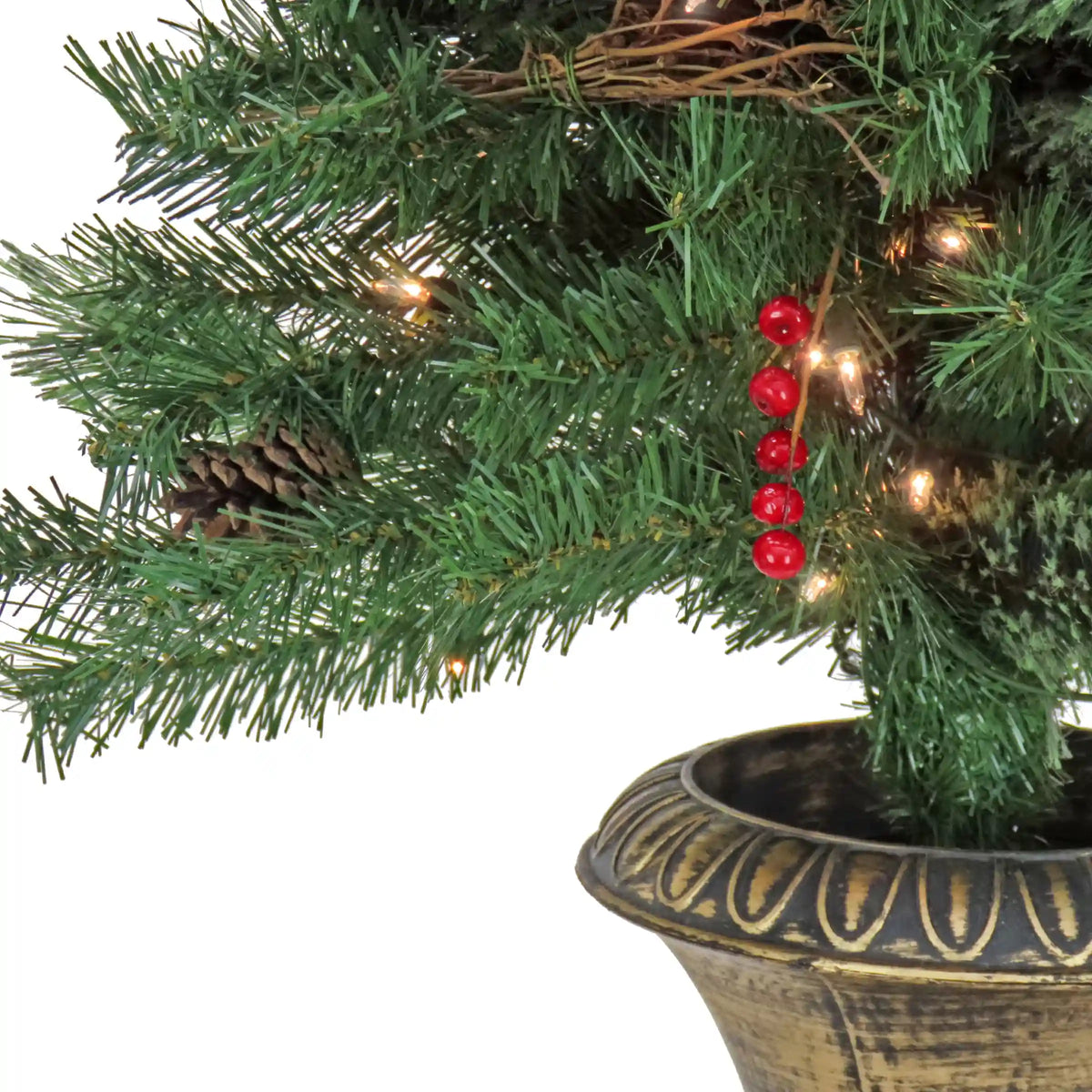 4 ft. Pre-Lit Glistening Pine Tree with Clear Lights, Plug-In