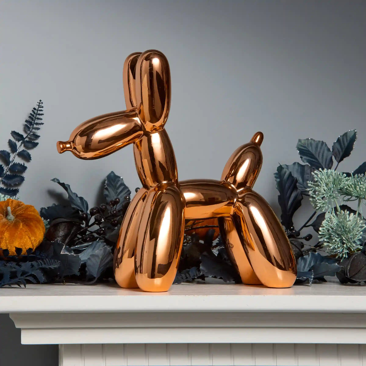 11 in. Halloween Orange Balloon Dog Figurine