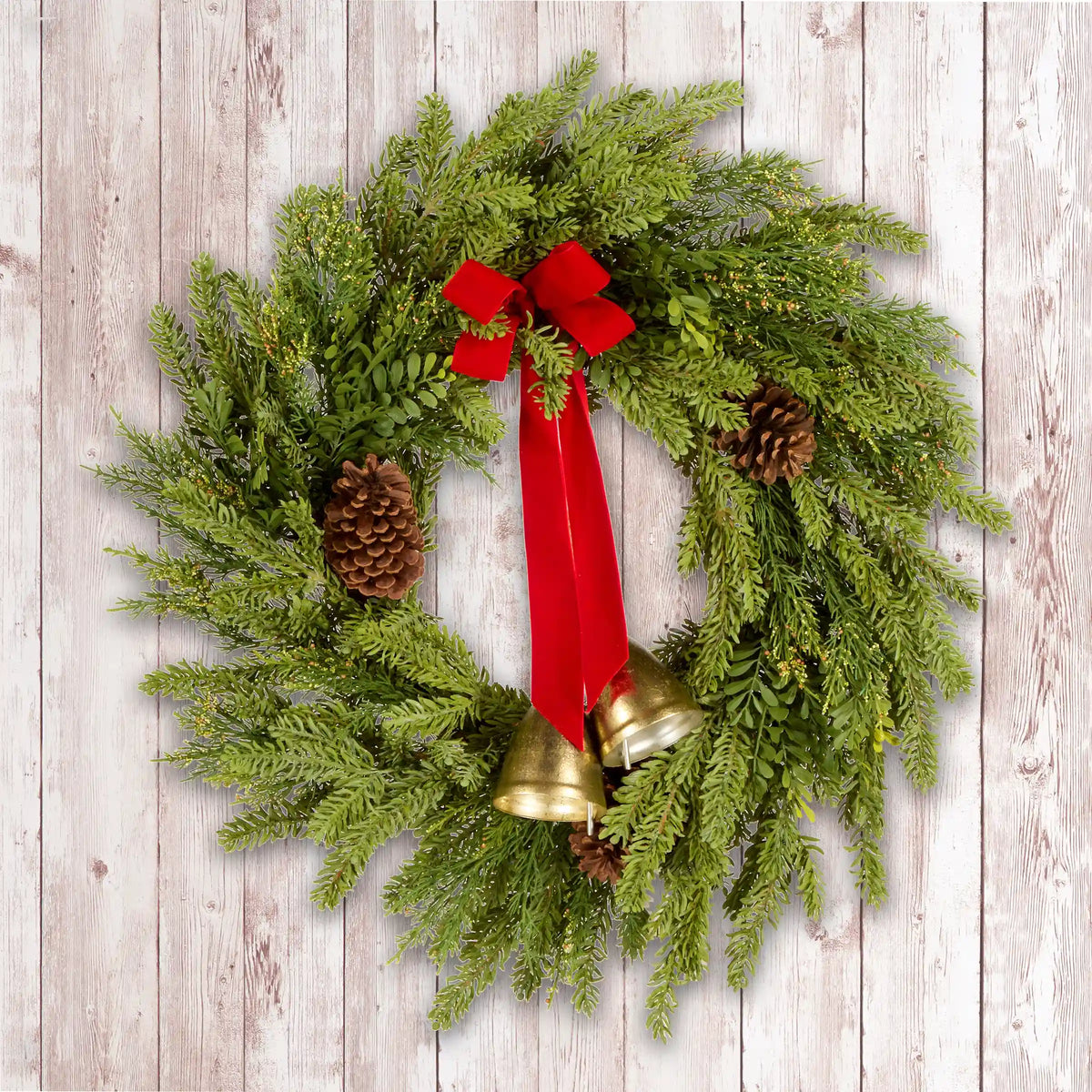 28 in. Christmas Bells Pine Wreath