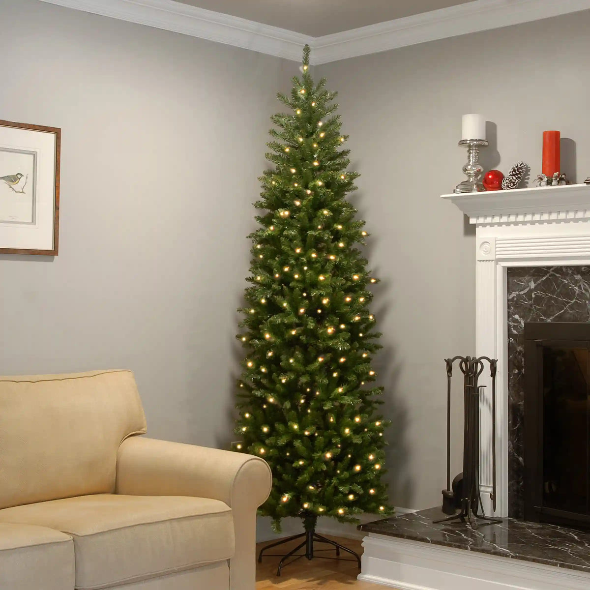 9 ft. Pre-Lit Kingswood Fir Pencil Tree with Clear Lights, Plug-In