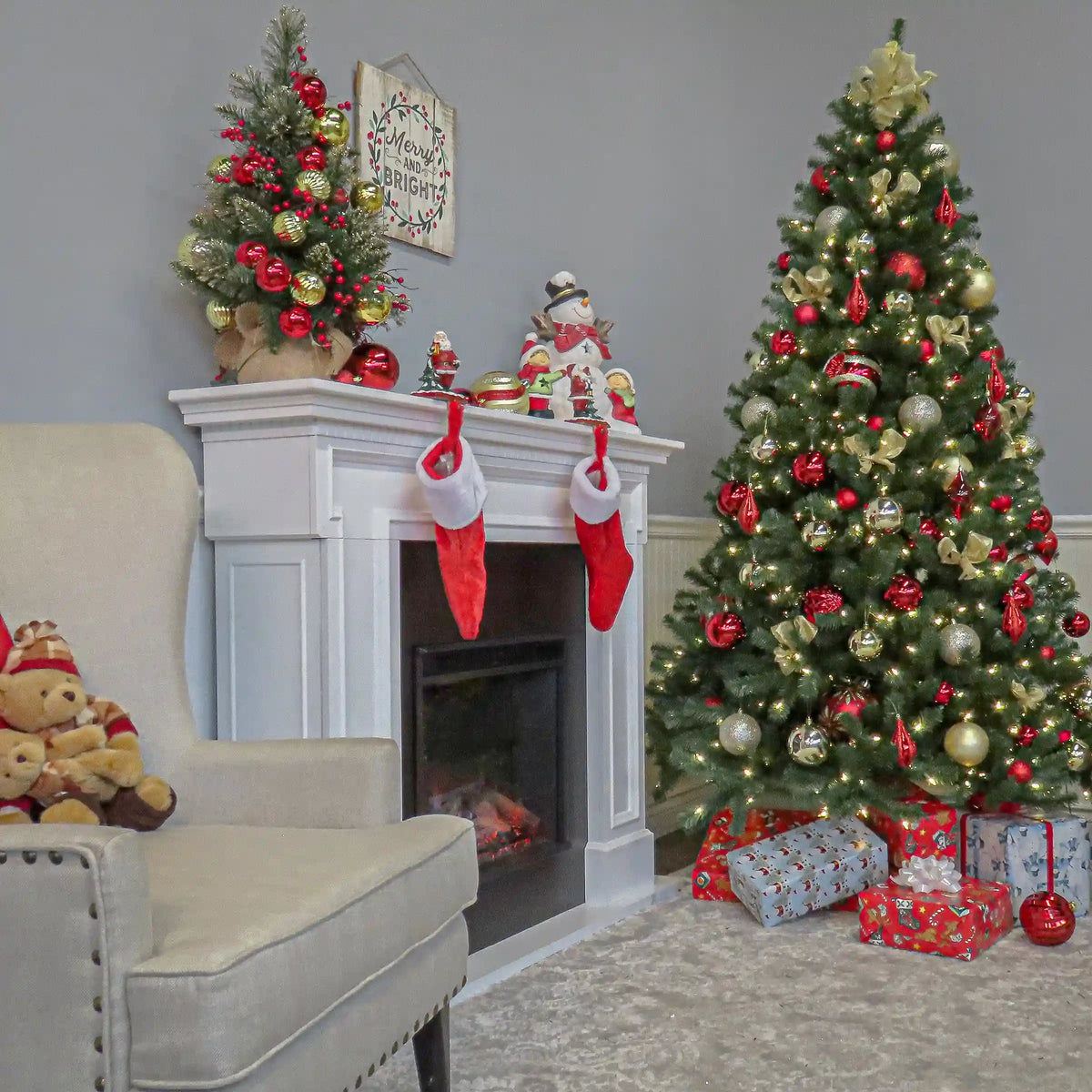 7.5 ft. Pre-Lit North Valley Spruce Tree with Dual Color LED Lights, Plug-In