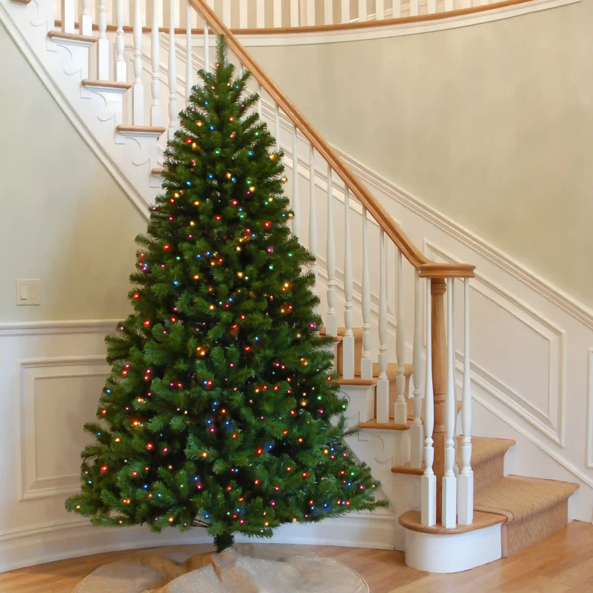 7.5 ft. Pre-Lit North Valley Spruce Slim Tree with Multicolor Lights, Plug-In