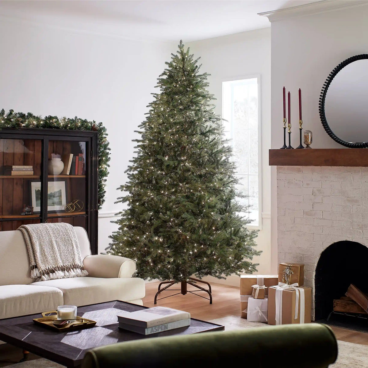 9 ft. Pre-Lit Nordic Spruce Medium Tree with Clear Lights, Plug-In