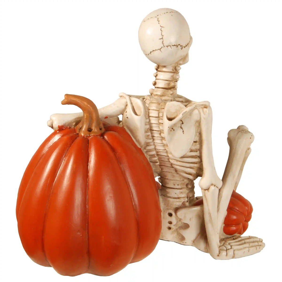 9 in. Halloween Skeleton and Jack O Lantern Decoration with LED Lights
