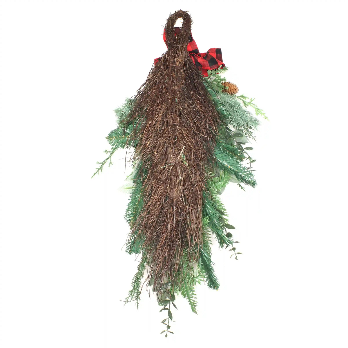 30 in. Mixed Pine Christmas Teardrop with Bow
