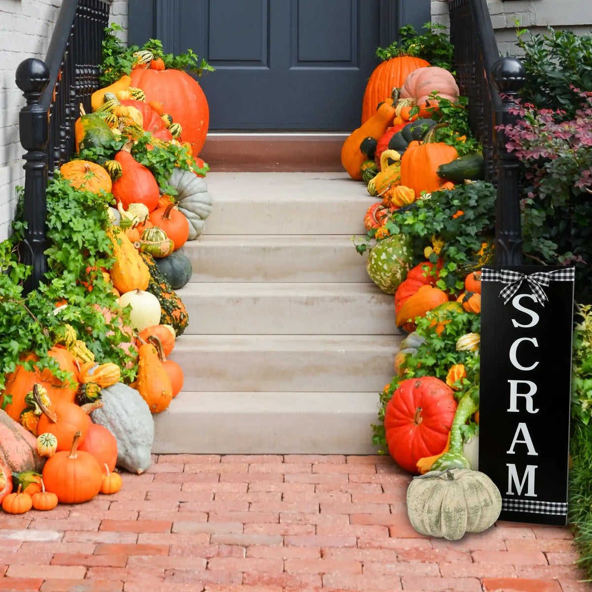 30 in. Halloween Scram Hanging Porch Sign Decoration