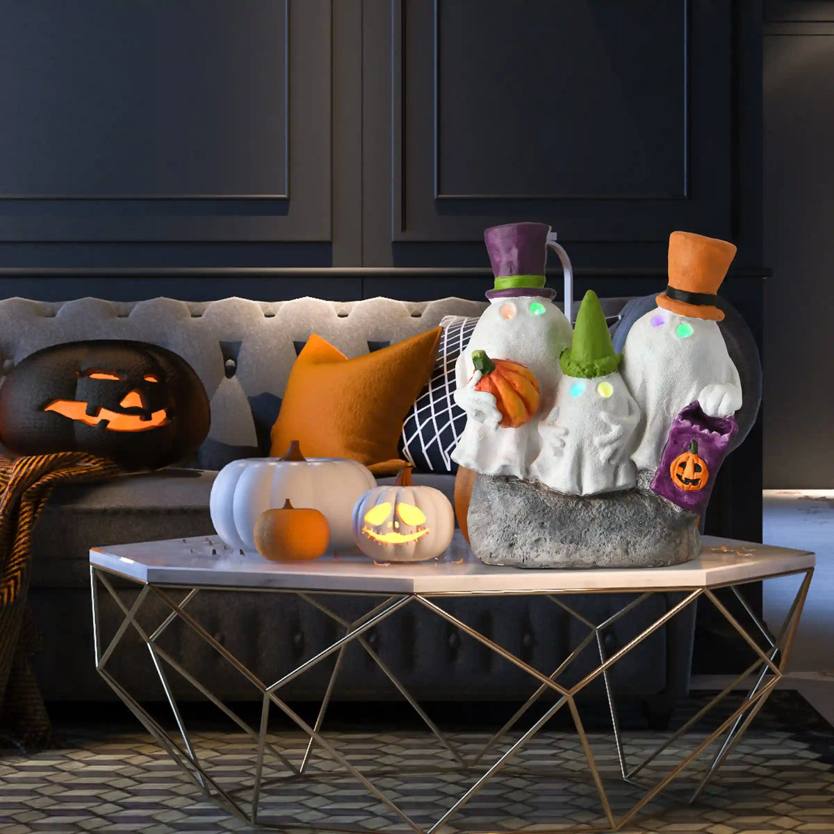 15 in. Halloween Trick Or Treating Ghosts Decoration with LED Lights