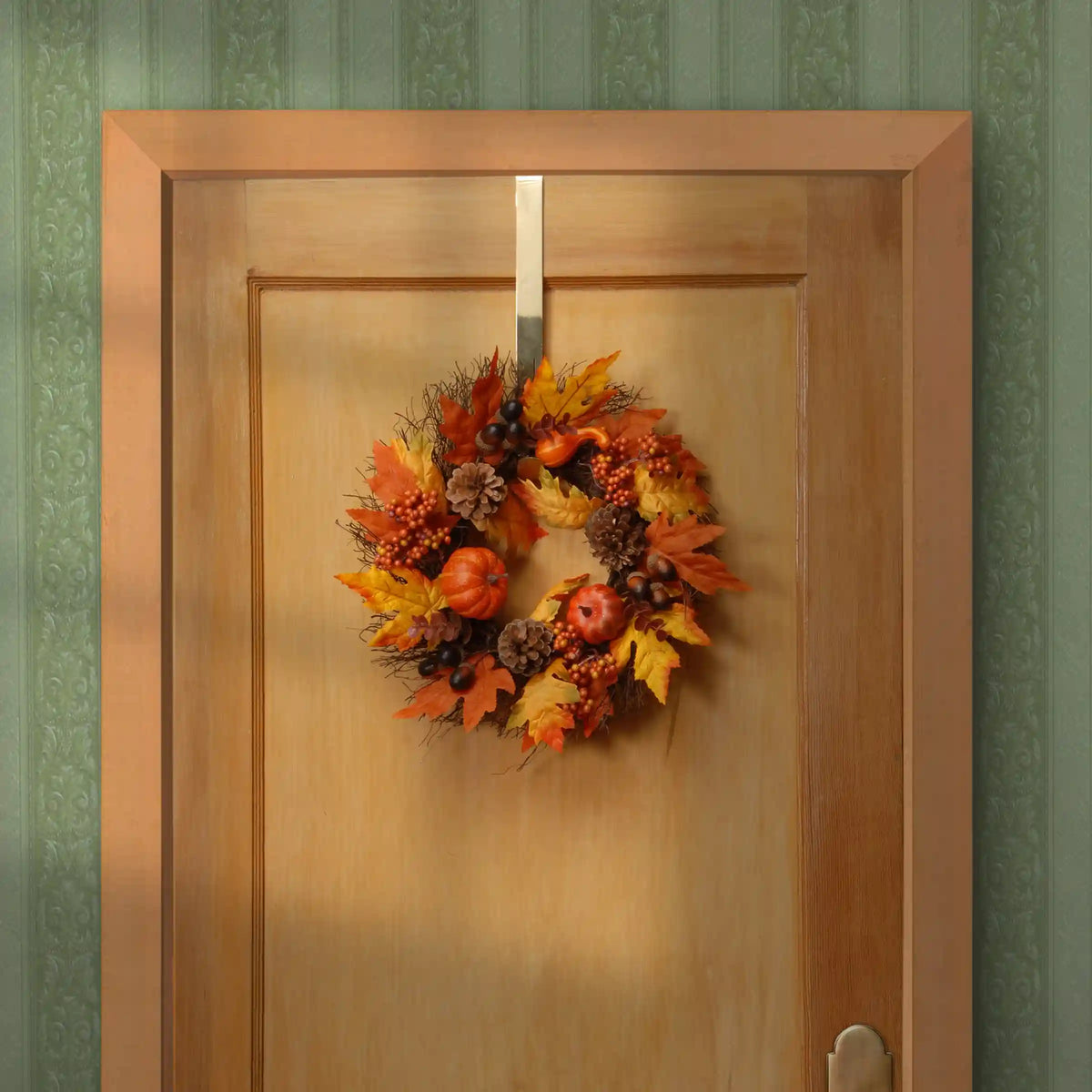 15 in. Pumpkins and Maple Leaves Wreath