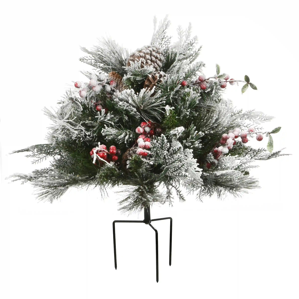 18 in. Pre-Lit Snowy Bedford Urn Filler with LED Lights