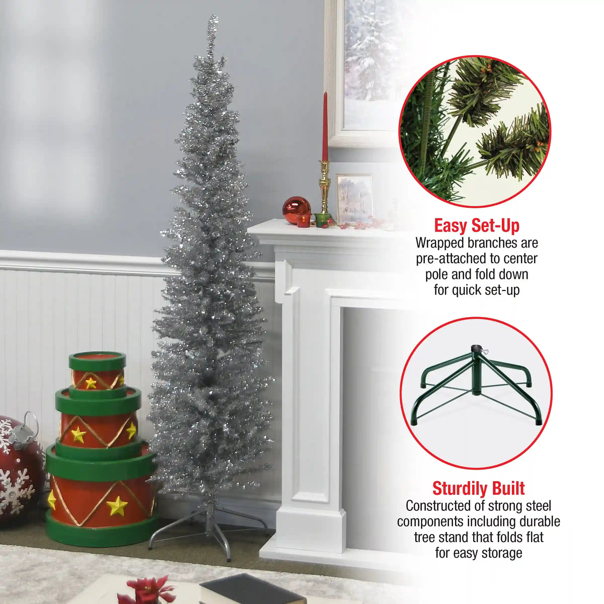 6 ft. Tinsel Collection Silver Tree