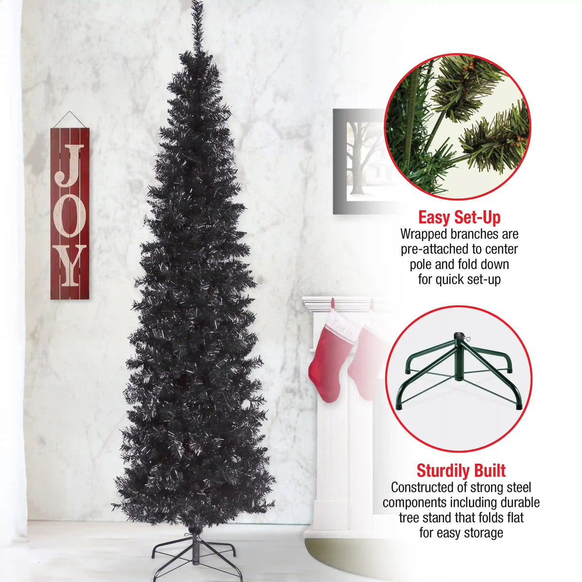 6 ft. Tinsel Collection Black Tree