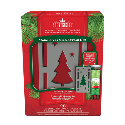 Scentsicles Trio Ornament Set of 3 and White Winter Fir Bottle of 6 Sticks