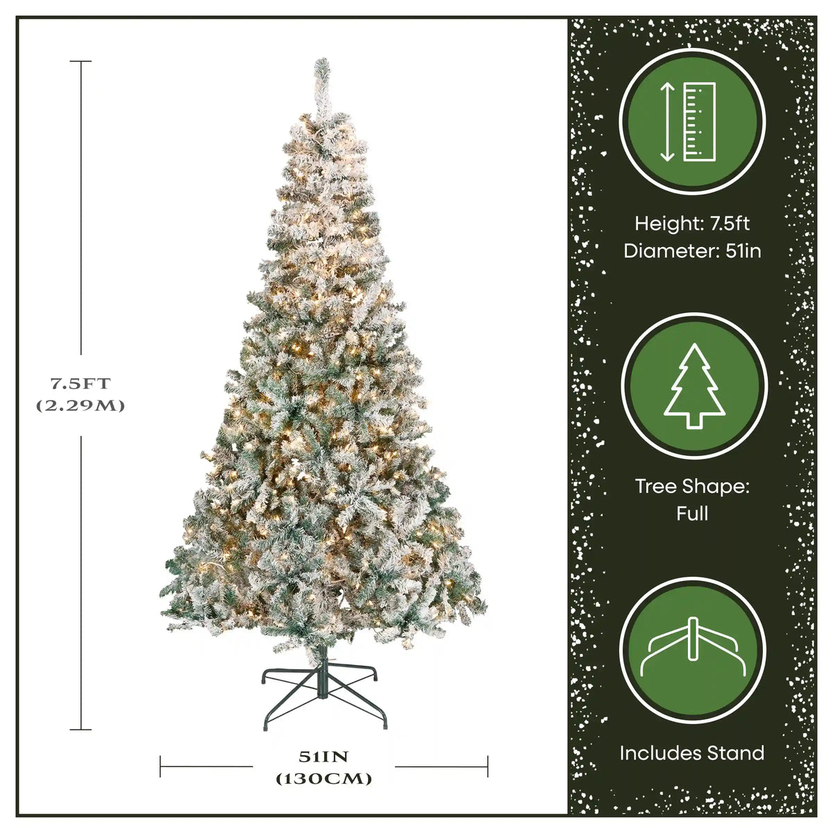 7.5 ft. Pre-Lit Acacia Flocked Tree with Clear Lights