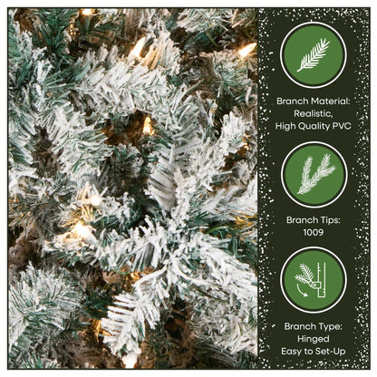 7.5 ft. Pre-Lit Acacia Flocked Tree with Clear Lights
