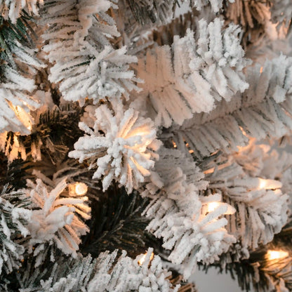 4.5 ft. Pre-Lit Acacia Medium Flocked Tree with Clear Lights, Plug-In