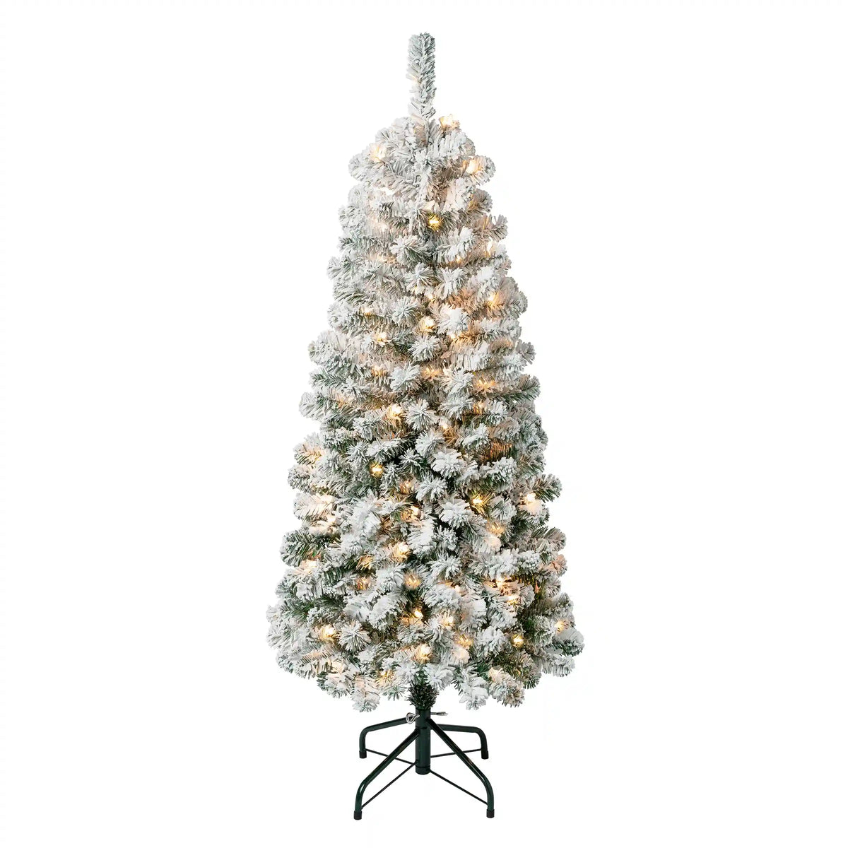 4.5 ft. Pre-Lit Acacia Medium Flocked Tree with Clear Lights, Plug-In