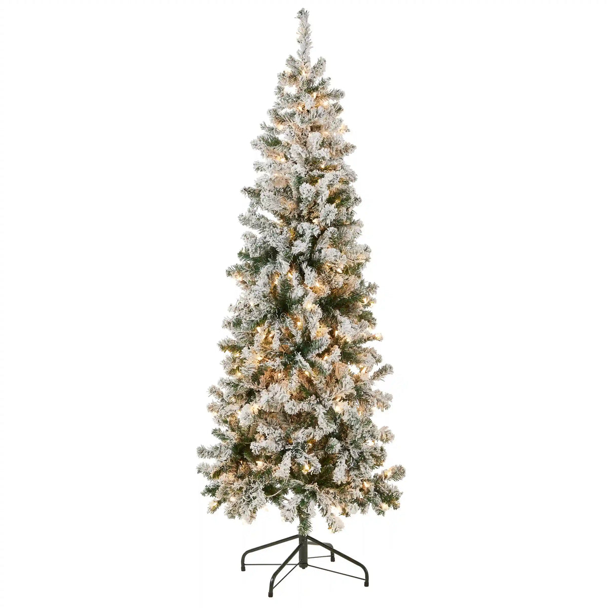 6 ft. Pre-Lit Acacia Medium Flocked Tree with Clear Lights, Plug-In
