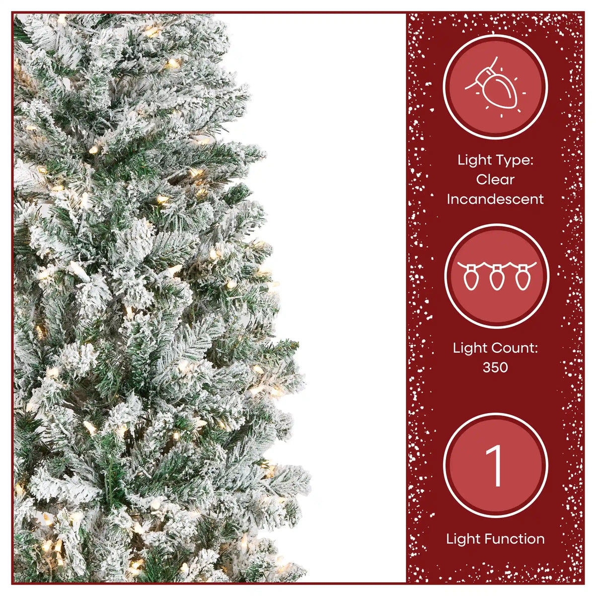 7.5 ft. Pre-Lit Acacia Pencil Slim Flocked Tree with Clear Lights, Plug-In
