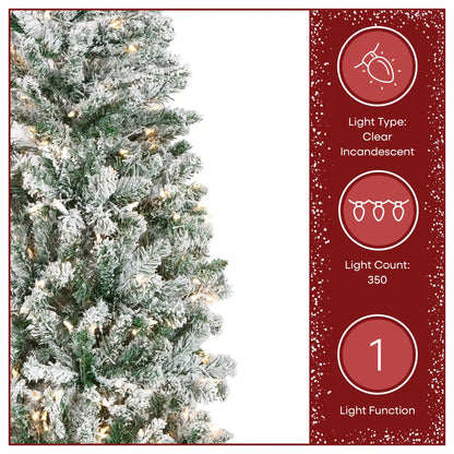 7.5 ft. Pre-Lit Acacia Pencil Slim Flocked Tree with Clear Lights, Plug-In