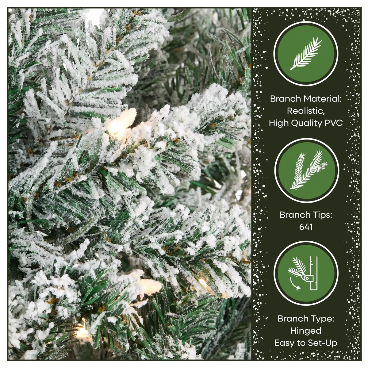 7.5 ft. Pre-Lit Acacia Pencil Slim Flocked Tree with Clear Lights, Plug-In