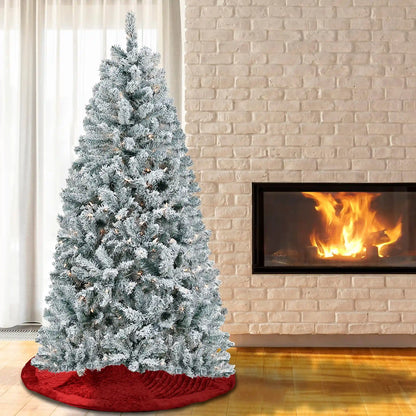6 ft. Pre-Lit Acacia Flocked Tree with Clear Lights, Plug-In