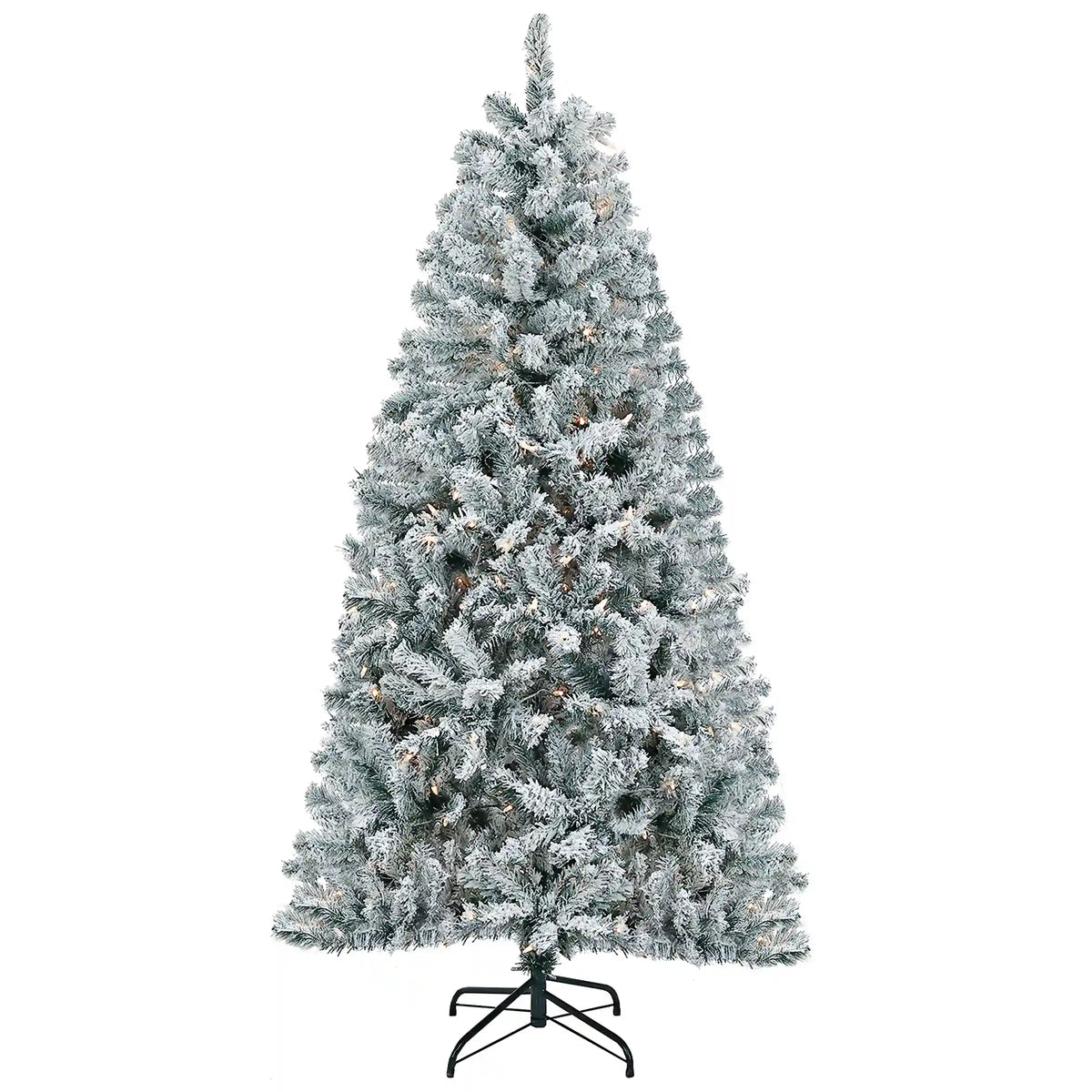 6 ft. Pre-Lit Acacia Flocked Tree with Clear Lights, Plug-In