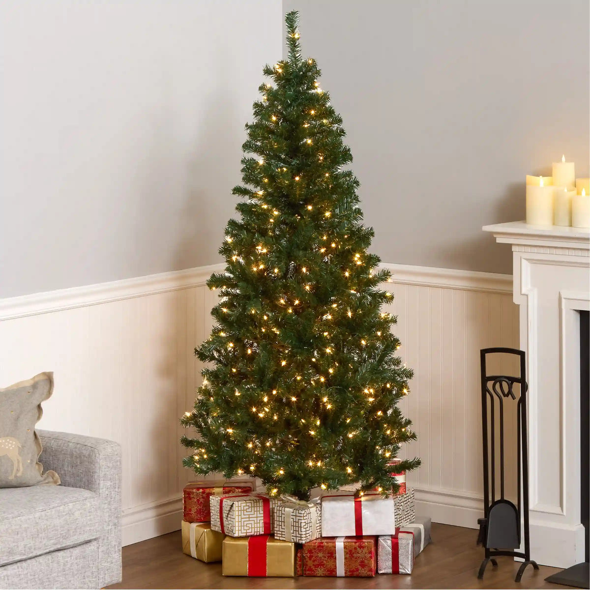 6 ft. Pre-Lit Acacia Hinged Tree with Clear Lights