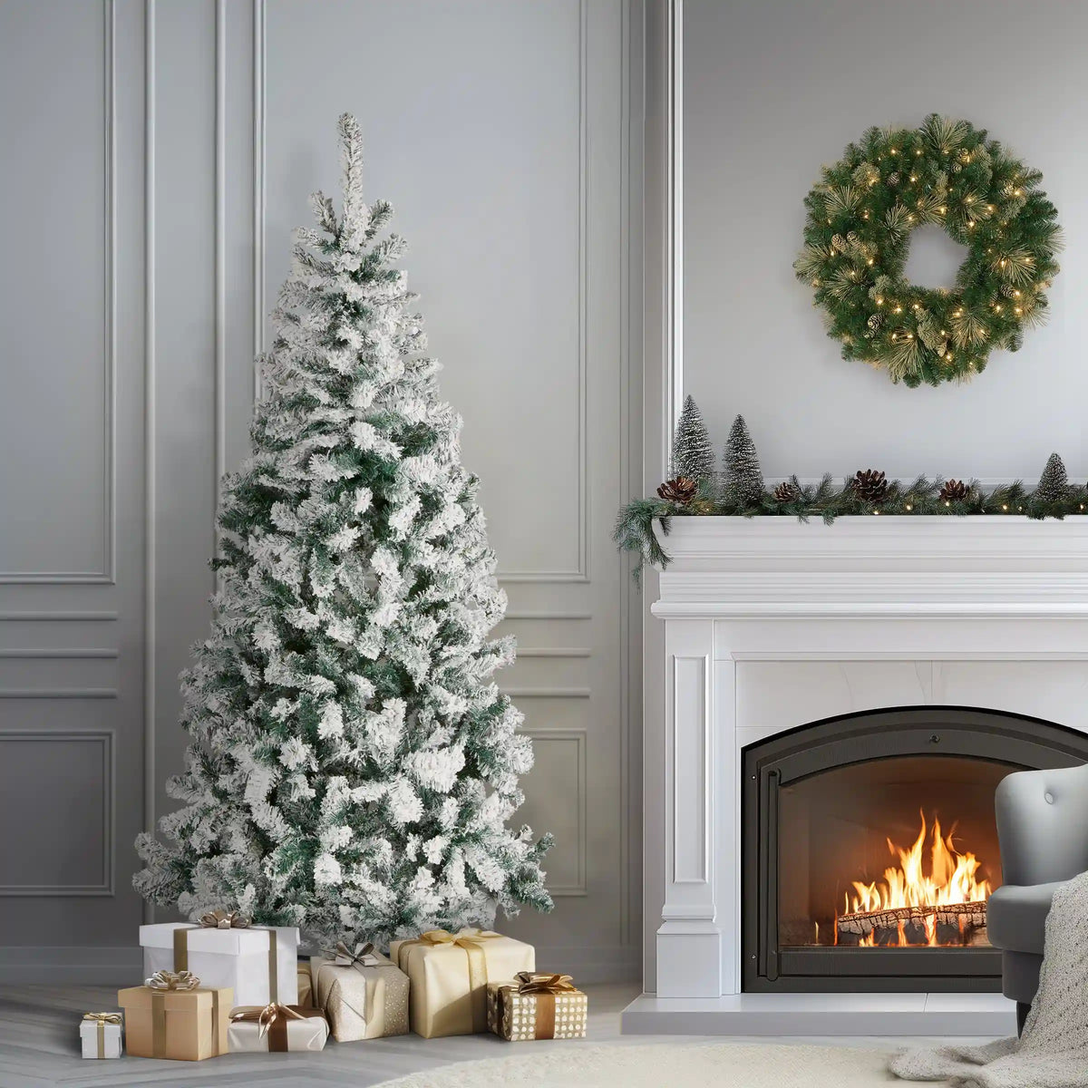 6 ft. Acacia Flocked Tree