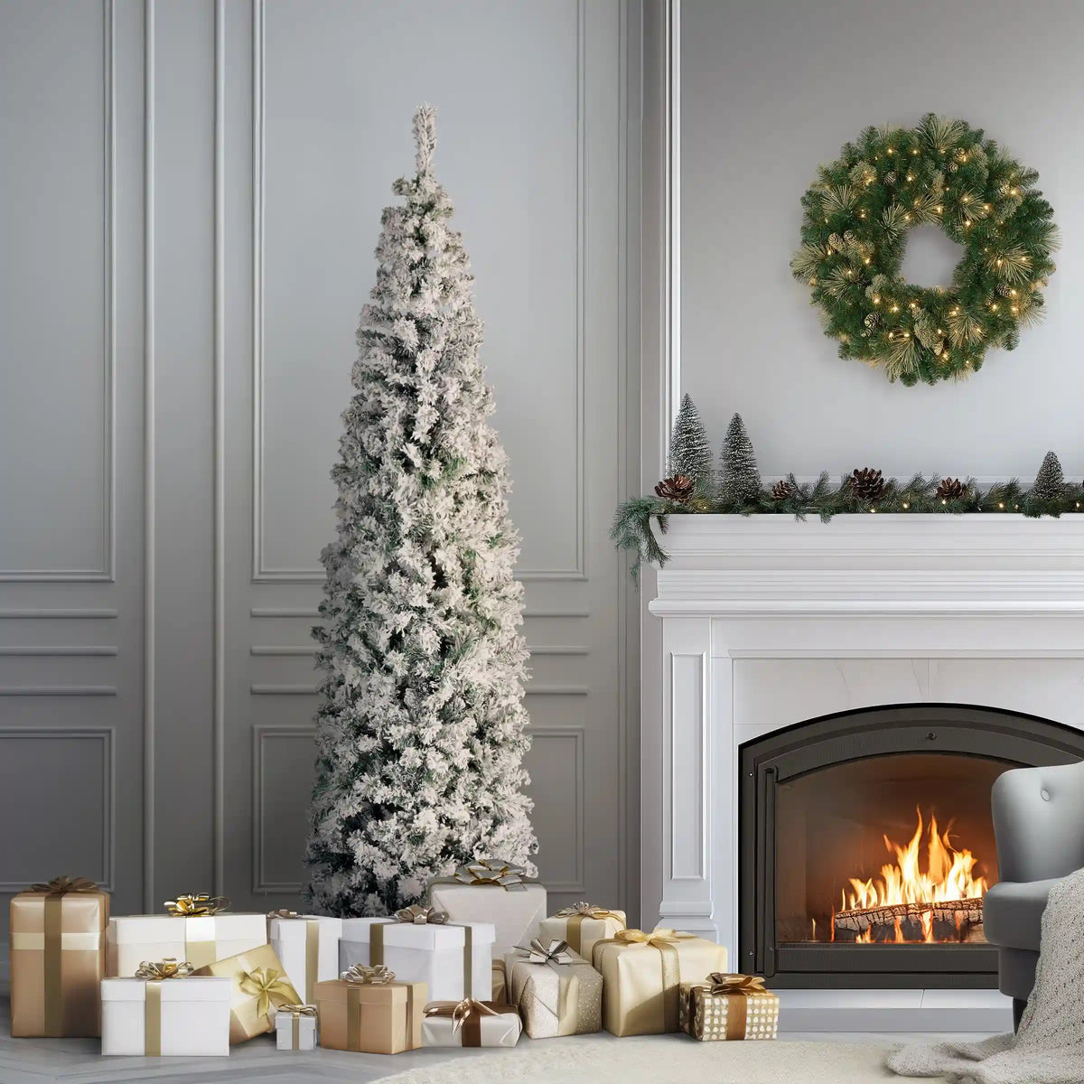 7.5 ft. Acacia Medium Flocked Tree