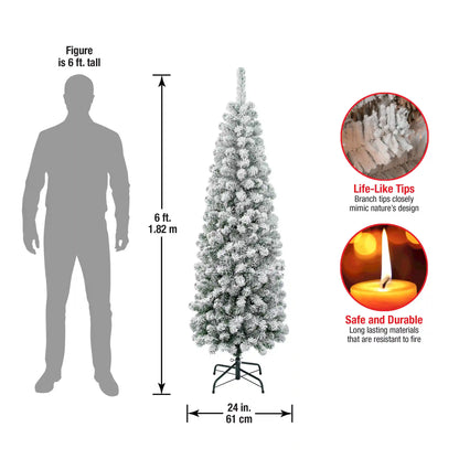 6 ft. Acacia Pencil Slim Flocked Tree