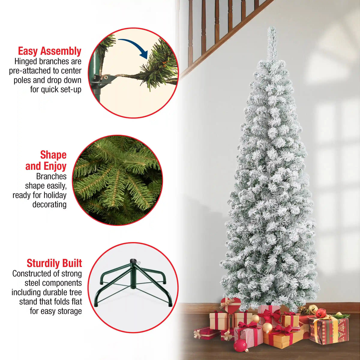 6 ft. Acacia Pencil Slim Flocked Tree