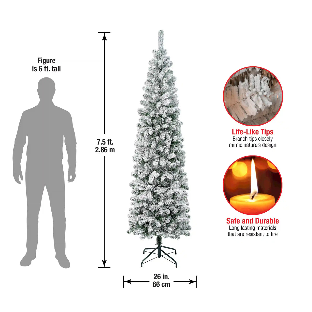 7.5 ft. Acacia Pencil Slim Flocked Tree