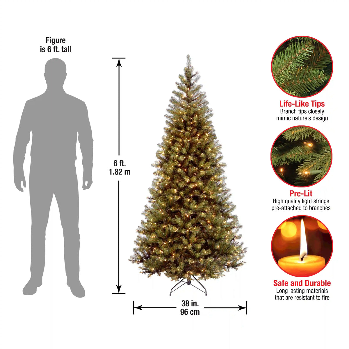 6 ft. Pre-Lit Aspen Spruce Slim Tree with Clear Lights, Plug-In