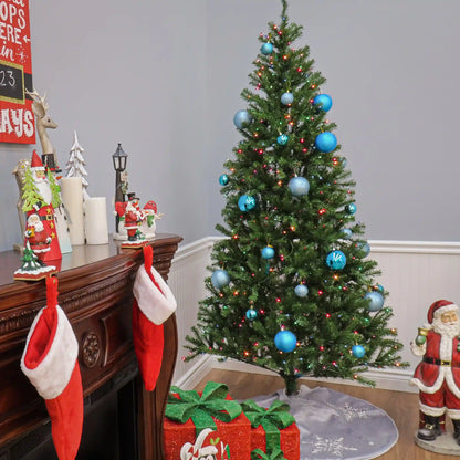 7.5 ft. Pre-Lit Aspen Spruce Slim Tree with Multicolor Lights, Plug-In