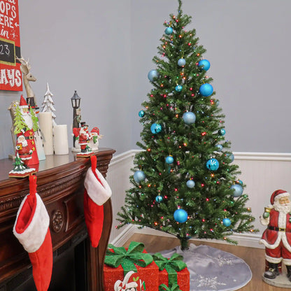 7.5 ft. Pre-Lit Aspen Spruce Slim Tree with Multicolor Lights, Plug-In