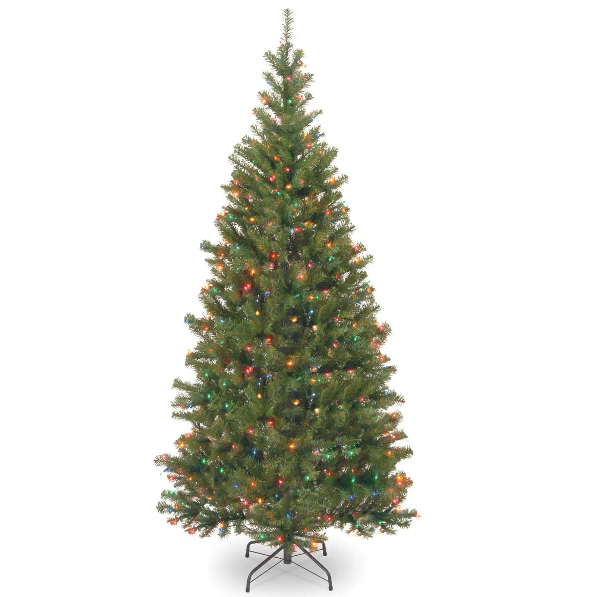 7.5 ft. Pre-Lit Aspen Spruce Slim Tree with Multicolor Lights, Plug-In