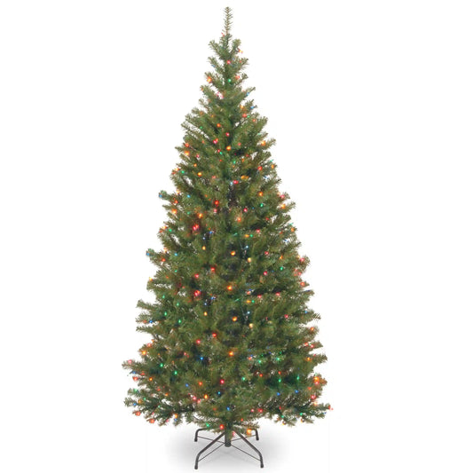 7.5 ft. Pre-Lit Aspen Spruce Slim Tree with Multicolor Lights, Plug-In