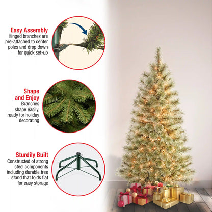 4.5 ft. Pre-Lit Arcadia Pine Cashmere Tree with Clear Lights, Plug-In